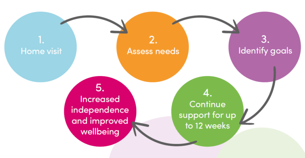 A chart displaying the the 5 step process of the Health and Wellbeing programme